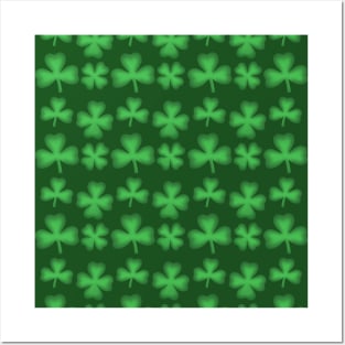 Green Clover Pattern Posters and Art